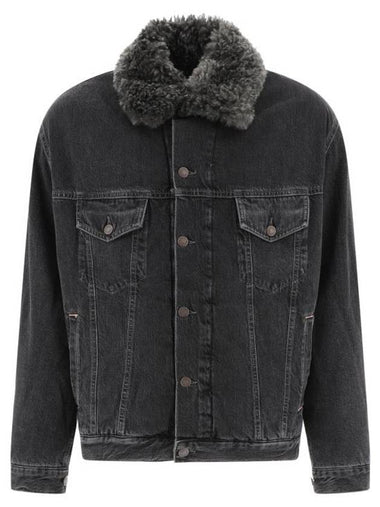 Sherpa Collar Denim Jacket Black - ACNE STUDIOS - BALAAN 1