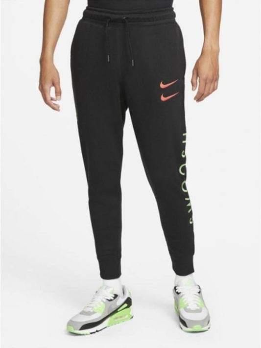 Men's Sportswear Double Swoosh Track Pants Black - NIKE - BALAAN.
