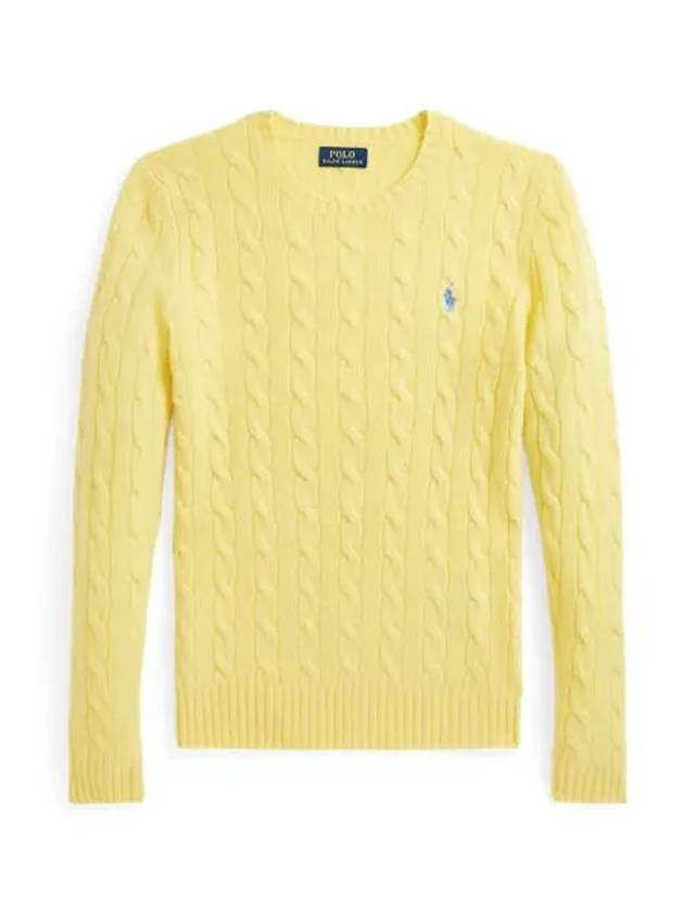 Kimberly Embroidered Pony Logo Cable Sweater Light Yellow - POLO RALPH LAUREN - BALAAN 2