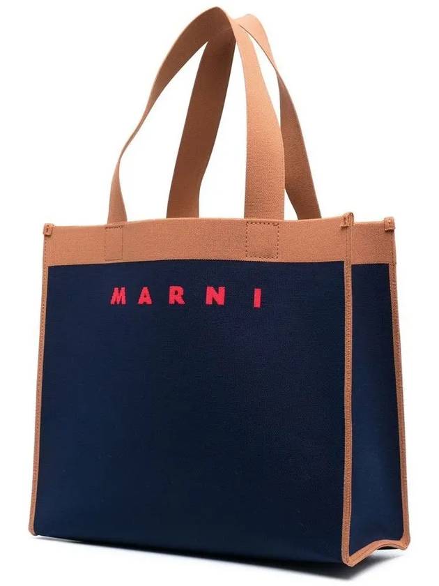 Colorblock Jacquard Tote Bag Navy - MARNI - BALAAN 4