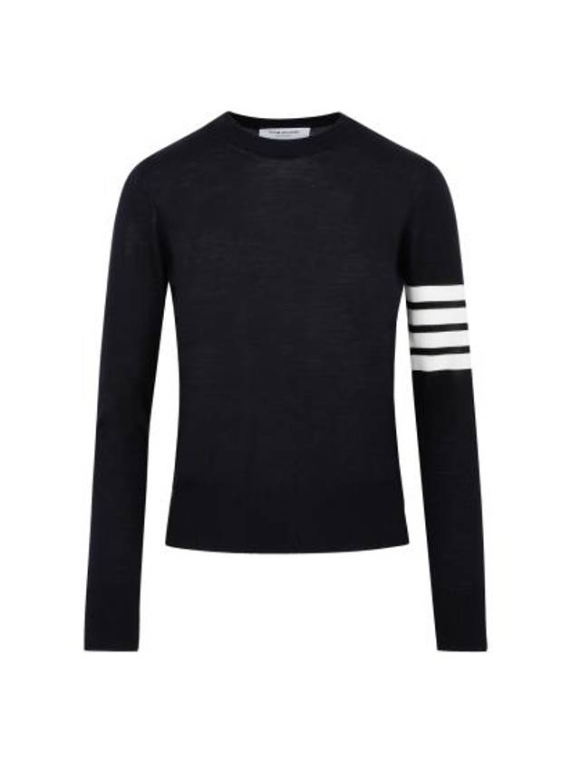 4-Bar Merino Jumper Wool Knit Top Navy - THOM BROWNE - BALAAN 3