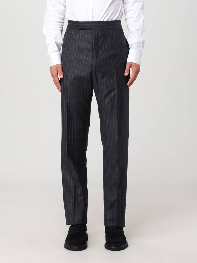 Pinstripe wool straight pants gray - THOM BROWNE - BALAAN 2