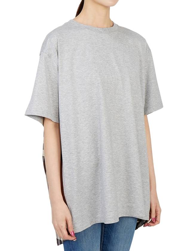 Bag Check Panel Overfit Short Sleeve T-Shirt Gray - BURBERRY - BALAAN.