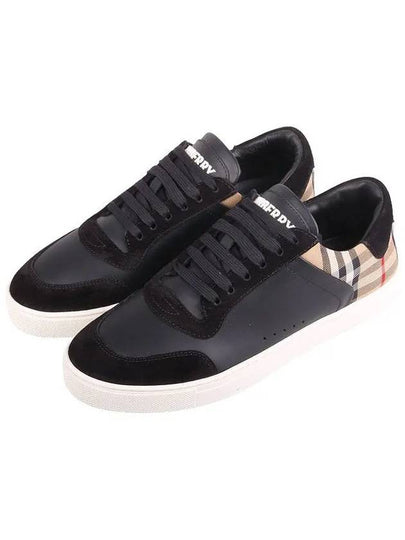 Checked Leather Suede Low Top Sneakers Black - BURBERRY - BALAAN 2