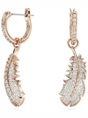 Idyllia Nice Feather Drop Earrings Rose Gold - SWAROVSKI - BALAAN 1