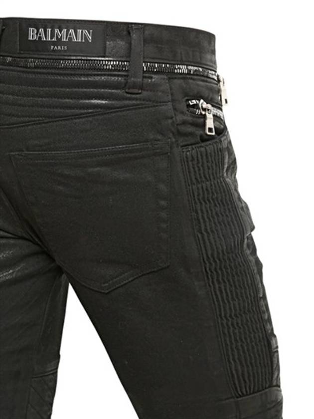 14FW 165CM side zipper waxed biker jeans - BALMAIN - BALAAN 4