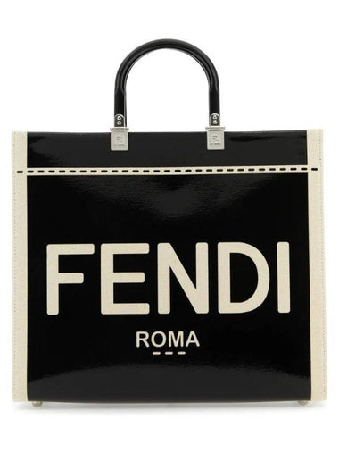 Sunshine Patent Leather Medium Tote Bag Black - FENDI - BALAAN 1