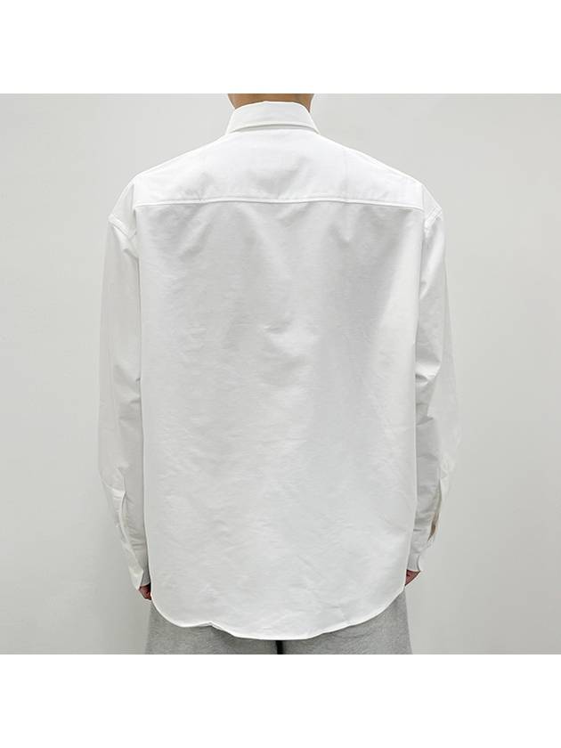 Button Down Boxy Fit Oxford Long Sleeve Shirt Natural White - AMI - BALAAN 5