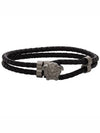 Medusa gunmetal Medusa head leather double strap bracelet - VERSACE - BALAAN 1