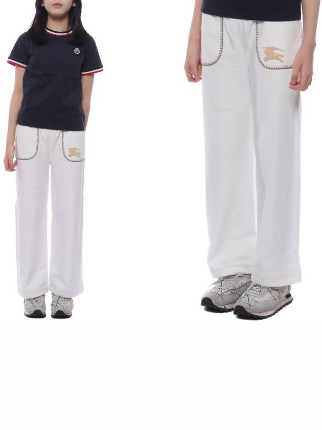 Kids Logo Applique Wide Pants White - BURBERRY - BALAAN 3