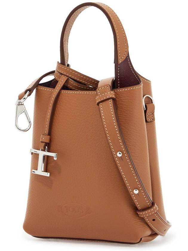 Micro Leather Mini Tote Bag Brown - TOD'S - BALAAN 4