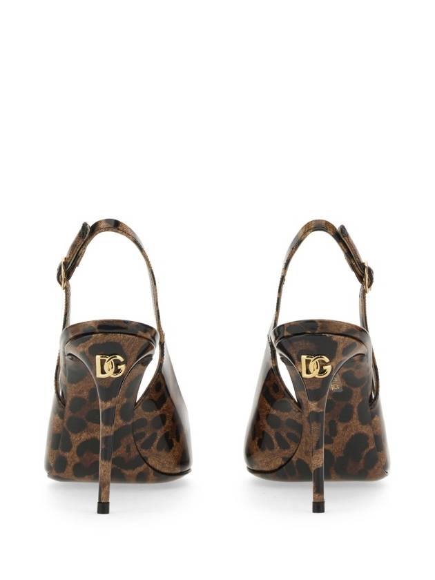 Leopard Print Polished Calfskin Slingback Heel Brown - DOLCE&GABBANA - BALAAN 3