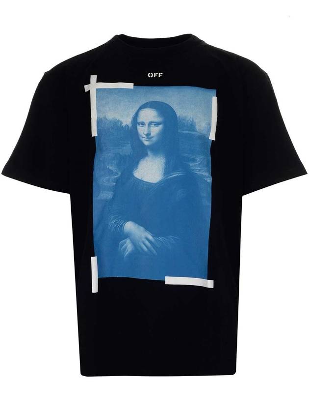 Mona Lisa Print Round Short Sleeve T-Shirt Black - OFF WHITE - BALAAN 1