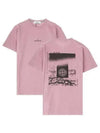 Men's Chest Logo Back Print Short Sleeve T-Shirt Pink - STONE ISLAND - BALAAN 2