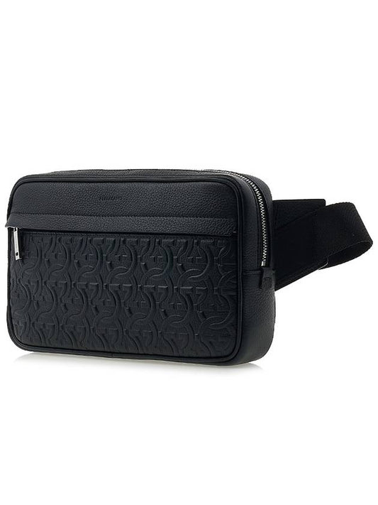 Ferragamo Men's Gancini Belt Bag 24 1480 NERO CALF 0769479 - SALVATORE FERRAGAMO - BALAAN 2