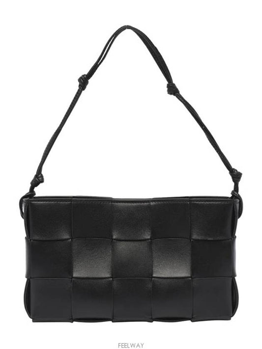 Intrecciato Cassette Leather Pouch Shoulder Bag Black - BOTTEGA VENETA - BALAAN 2