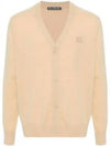 Face Logo Applique Wool Cardigan Beige - ACNE STUDIOS - BALAAN 2