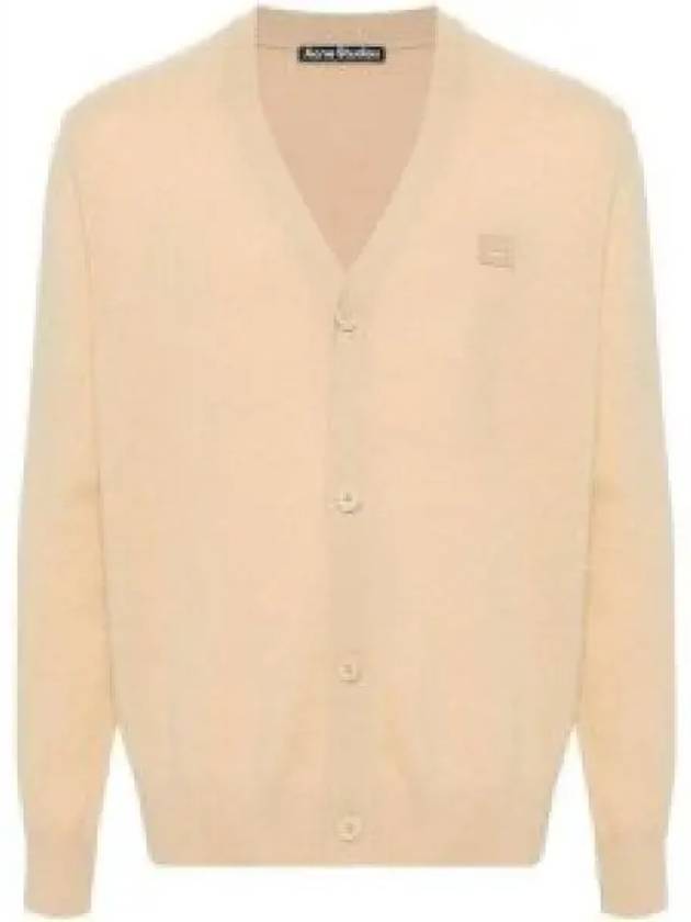 Face Logo Applique Wool Cardigan Beige - ACNE STUDIOS - BALAAN 2