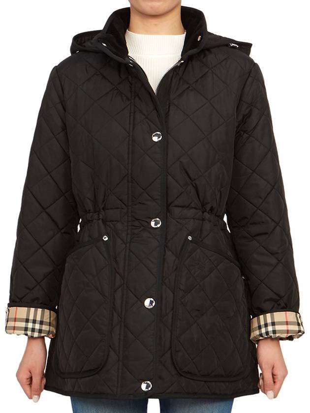 Diamond Quilted Long Nylon Jacket Black - BURBERRY - BALAAN 3