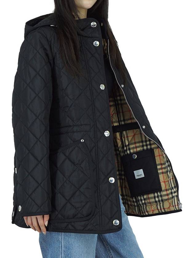 Diamond Quilted Long Nylon Jacket Black - BURBERRY - BALAAN 7