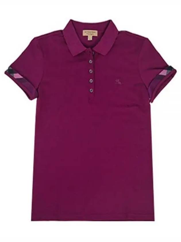 Garrone Check Short Sleeve Polo Shirt Purple - BURBERRY - BALAAN 2