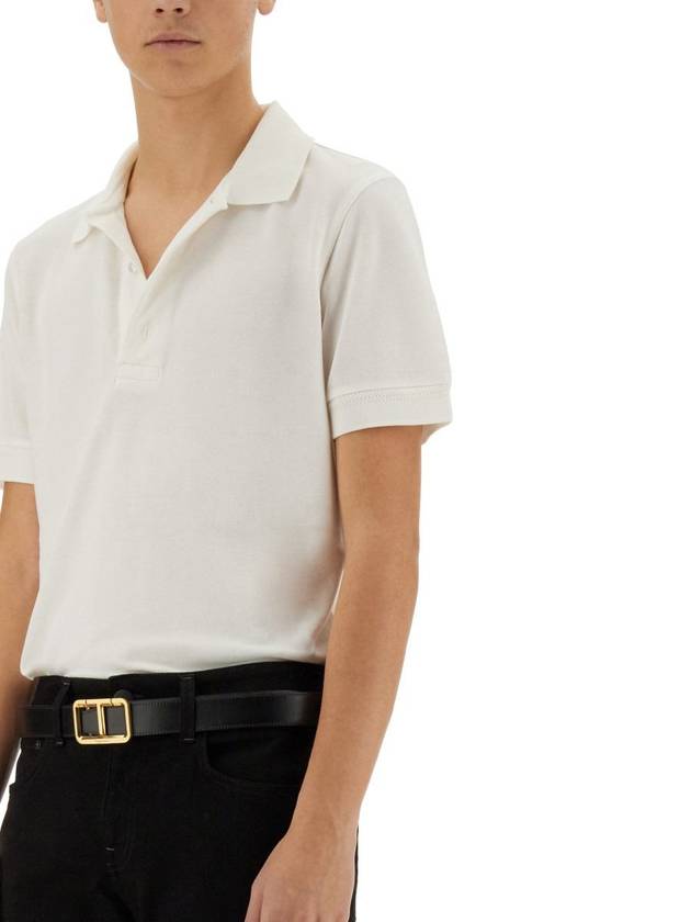 Cotton Short Sleeve Polo Shirt White - TOM FORD - BALAAN 5