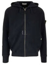 Men's Garment Dyed Malfile Zip Up Hoodie Navy - STONE ISLAND - BALAAN 2