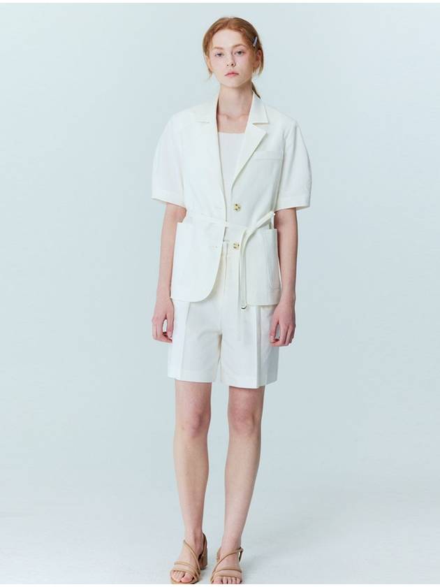 SET_Volume sleeve linen jacket_Bermuda pants_Ivory - OPENING SUNSHINE - BALAAN 2