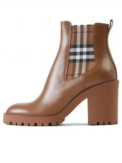 Check Panel Leather Chelsea Boots Brown - BURBERRY - BALAAN 2