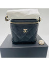 Classic CC logo vanity square cosmetic bag caviar black cross gold AP1340 - CHANEL - BALAAN 9