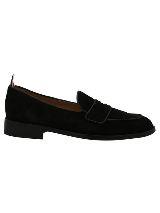 Men's Varsity Suede Loafers Black - THOM BROWNE - BALAAN.