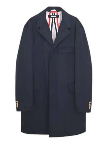 Men's Center Back Three Stripes Chesterfield Padded Single Coat Navy - THOM BROWNE - BALAAN 1