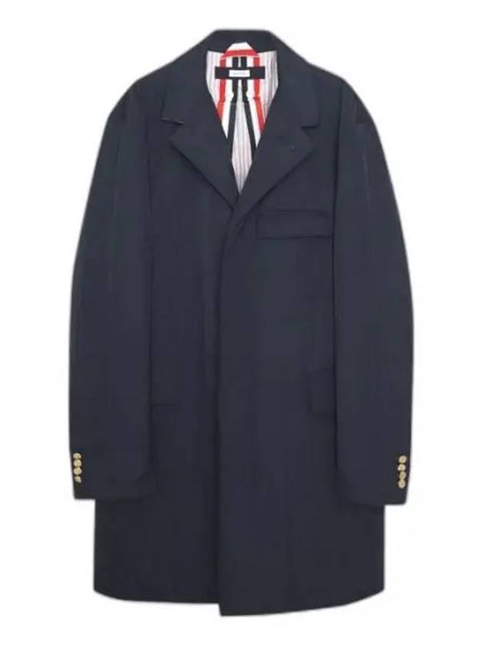 Men's Center Back Three Stripes Chesterfield Padded Single Coat Navy - THOM BROWNE - BALAAN 1