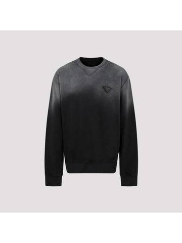 Oversized Garment Dyed Cotton Sweatshirt Black - PRADA - BALAAN 1