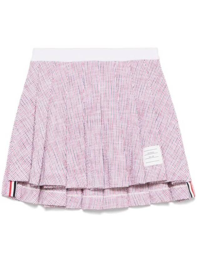 Mini Backdrop Cotton Tweed Pleated Skirt Pink - THOM BROWNE - BALAAN 2