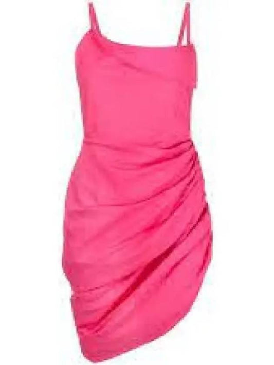 La Robe Saudade Asymmetric Draped Midi Dress Pink - JACQUEMUS - BALAAN 2