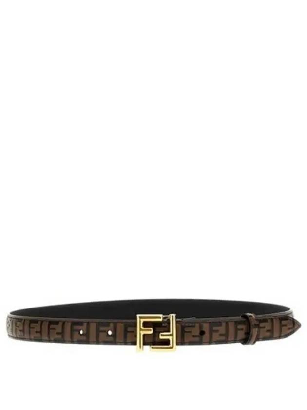 FF Square Stud Buckle Leather Belt Brown - FENDI - BALAAN 2