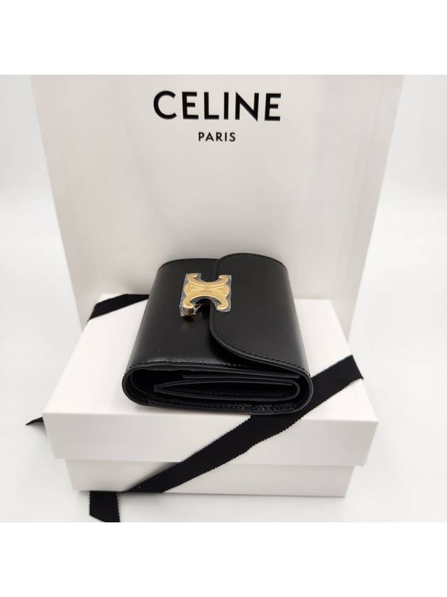 Shiny Triomphe Small Calfskin Half Wallet Black - CELINE - BALAAN 9