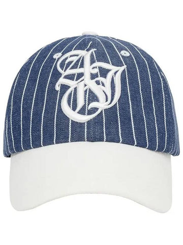 Sporty Logo Stripe Denim Cap BLUE - AJOBYAJO - BALAAN 1
