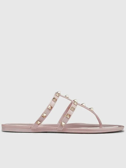 Rockstud PVC Rubber Flat Flip Flops Pink - VALENTINO - BALAAN 2