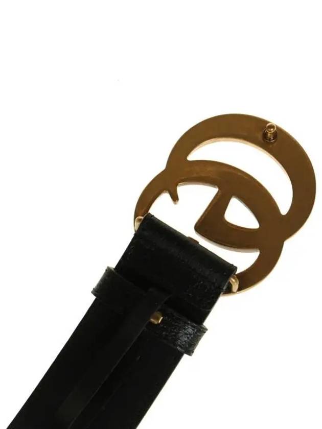 GG Marmont Double G Buckle Wide Leather Belt Black - GUCCI - BALAAN 7