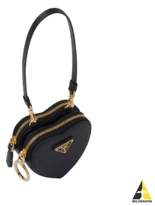 Heart Saffiano Mini Pouch Bag Black - PRADA - BALAAN 2