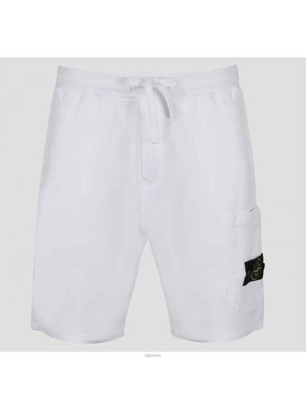 Waffen Patch  Fleece Bermuda Shorts White - STONE ISLAND - BALAAN 2