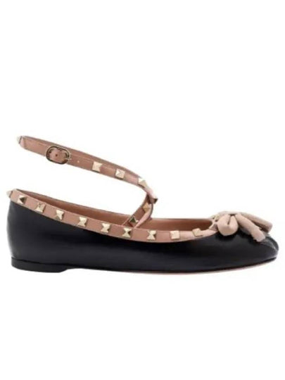 Rockstud Patent Leather Ballerina Black - VALENTINO - BALAAN 2