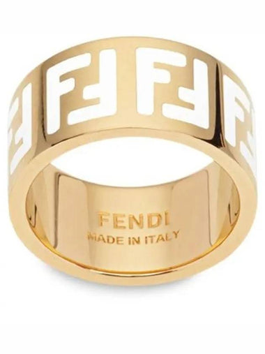 Forever FF White Enamel Ring Gold - FENDI - BALAAN 1