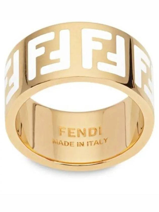 Forever FF white enamel ring gold - FENDI - BALAAN 1