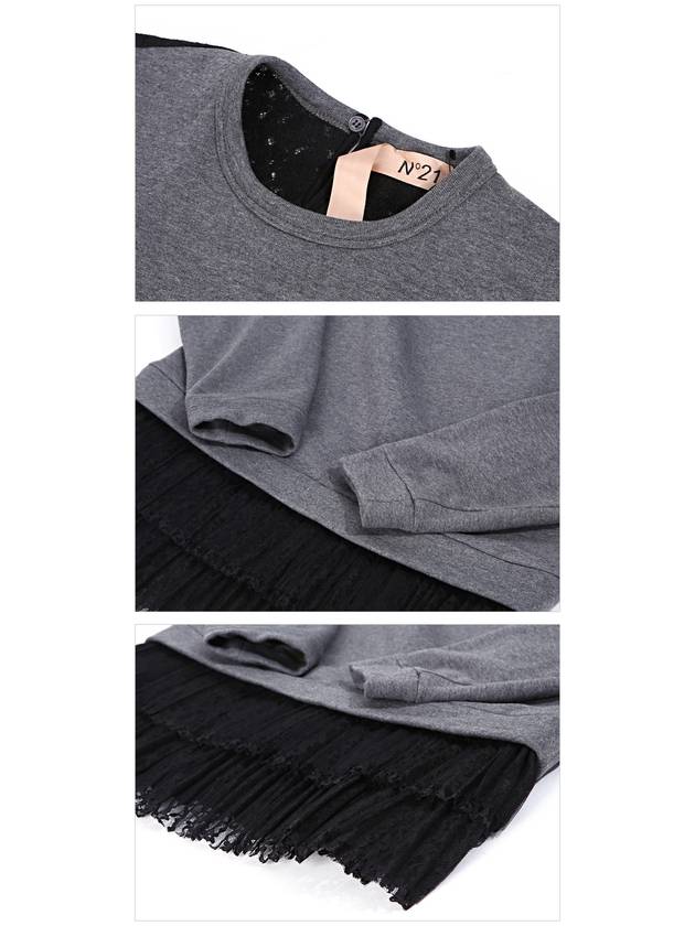 E041 4014 8910 Women s Lace Gray Sweatshirt - Nº 21 - BALAAN 3