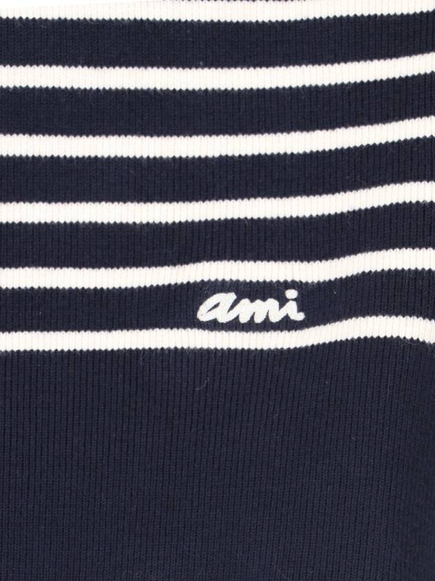 Striped Sailor Crew Neck Knit Top White Navy - AMI - BALAAN 6