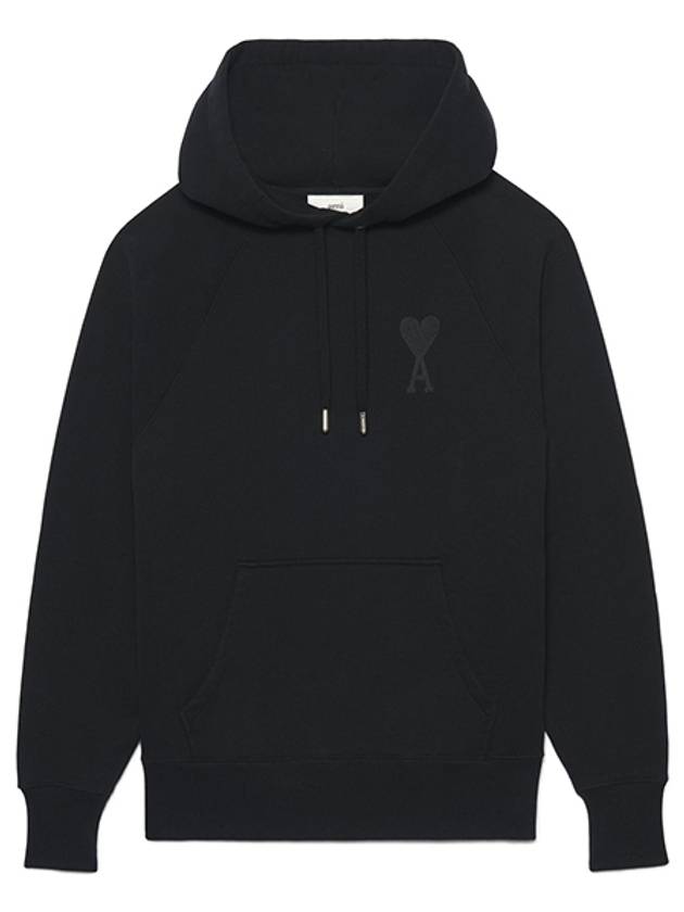 Heart Logo Cotton Hoodie Black - AMI - BALAAN 2