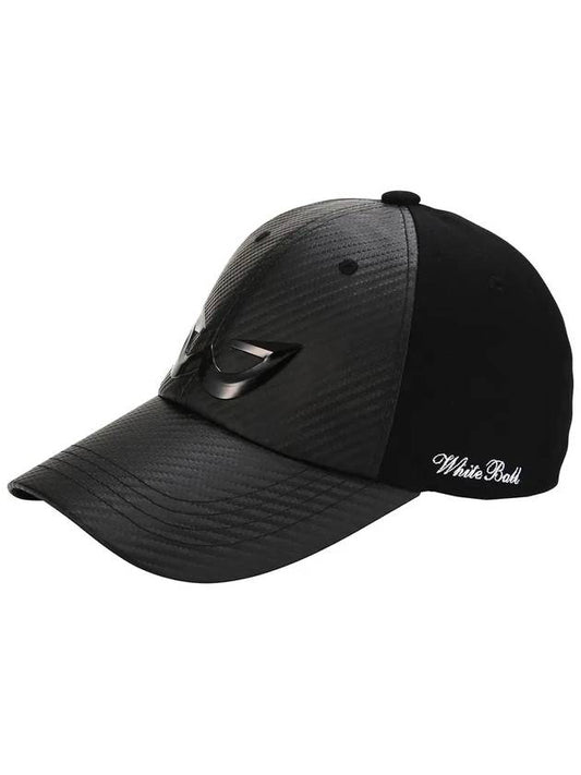 Golf Wear Carbon Leather Patch Golf Hat WB21SUMC02BK Black - WHITEBALL - BALAAN 2